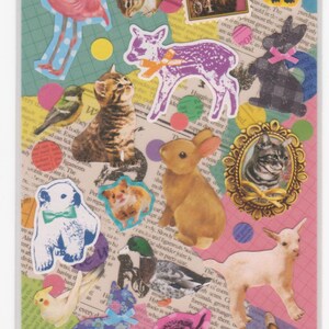 Pegatinas de animales - Juego de 2 hojas de collage - Pegatinas de ondas mentales