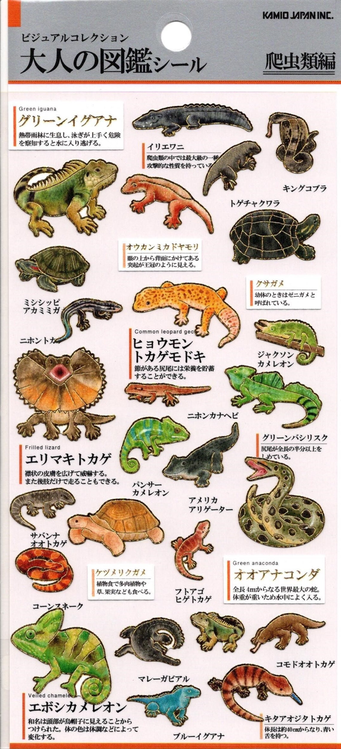 Reptile Stickers Lizard Stickers Paper Stickers Kamio - Etsy