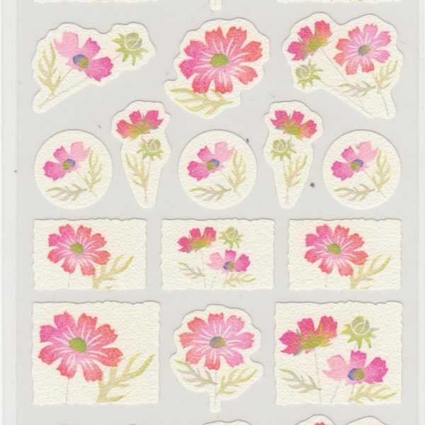 Flower Stickers - Japanese Paper Stickers - Hallmark - Reference A3037-40