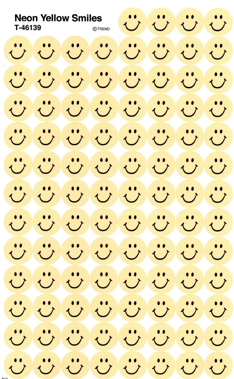 Yellow Smiley Face Stickers Reference A5271-72 image 1