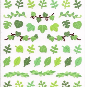 Greenery Stickers - Leaf Stickers - Japanese Stickers