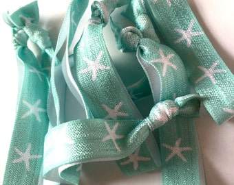 Seafoam Starfish Hair Ties, Nautical Hair Ties, Starfish Hair Ties, Summer Hair Ties, Nautical Bride, Nautical Wedding, Party Favors