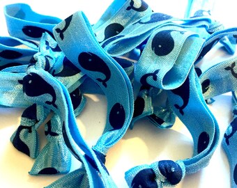 Light Blue and Navy Blue Whale Hair Ties, Whale Hair TIes, Nautical Hair TIes, It's a Boy Party Favors, Wedding Favors, Nautical Bride