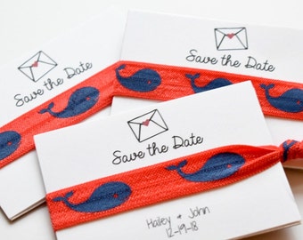 Save the Date Hair Ties, Nautical Wedding Ideas, Nautical Hair Ties, Custom Hair Ties, Bridal Hair Ties, Party Favors, Custom Party Favors