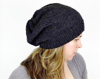 Slouchy Beanie Hat, Knitted Slouch Hat, Knit Baggy Oversized Beanie Gift, Fall Accessories, Trendy Womens Clothing,