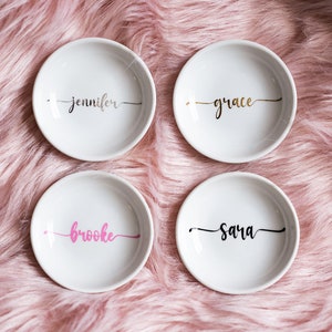 Personalized Ring Dish, Custom Jewelry Holder, Personalized Bridesmaid Gifts, Trinket Dish, Porcelain Ring Tray, Bridesmaid Proposal Gift