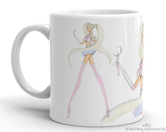 Sailor Moon inspired coffee mug, Sailor Moon mug, chic coffee mug,11 Oz Fashion Illustration coffee mug,chic ceramic mug, Josefina Fernandez