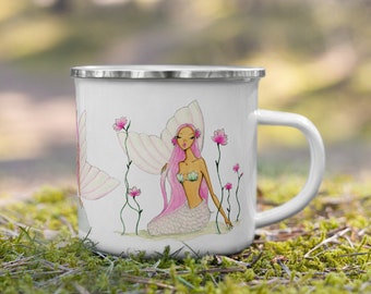 Les sirenes enamel mug, mermaid campfire mug, camping mug, camper mug, camp mug, enamel tin mug,travel mug, tin mug,enamel camp mug