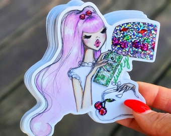 Lucky Girl Syndrome holographic sticker, lucky holographic sticker,holographic sticker water bottle,laptop sticker,holographic vinyl sticker