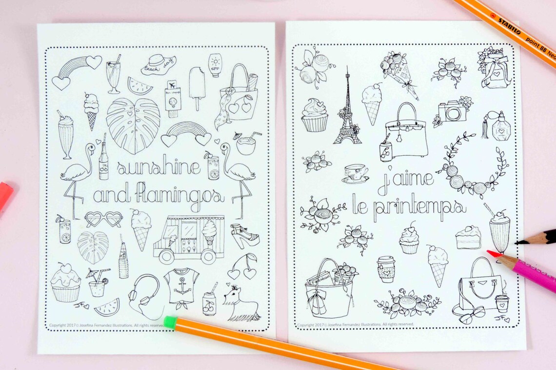 Two 5x7 Printable Coloring Pagesplanner Coloring | Etsy