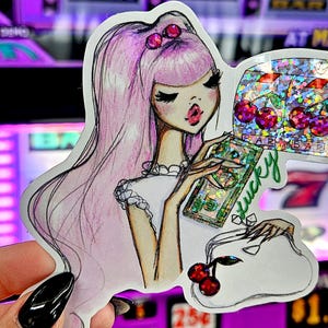 Lucky Girl Syndrome holographic sticker, lucky holographic sticker,holographic sticker water bottle,laptop sticker,holographic vinyl sticker