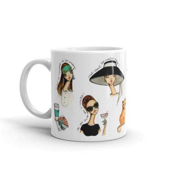 Breakfast at Tiffany's Coffee Mug, Holly Golightly Coffee Mug,11 Oz Fashion  Illustration Coffee Mug,audrey Ceramic Mug by Josefina Fernandez - Etsy