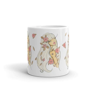 Flower Child coffee mug, chic coffee mug, 11 Oz Fashion Illustration coffee mug, chic ceramic mug, mug for her image 7