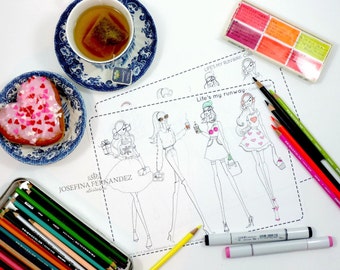 Página para colorear imprimible "La vida es mi pasarela", página para colorear para adultos, página para colorear imprimible, páginas para colorear para adultos, descarga de páginas para colorear para adultos