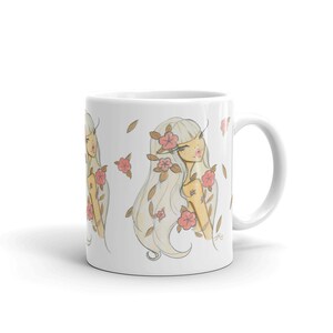 Flower Child coffee mug, chic coffee mug, 11 Oz Fashion Illustration coffee mug, chic ceramic mug, mug for her image 8