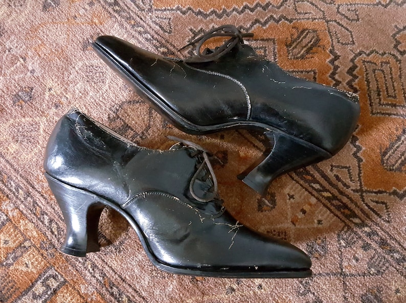 black lace up oxford heels