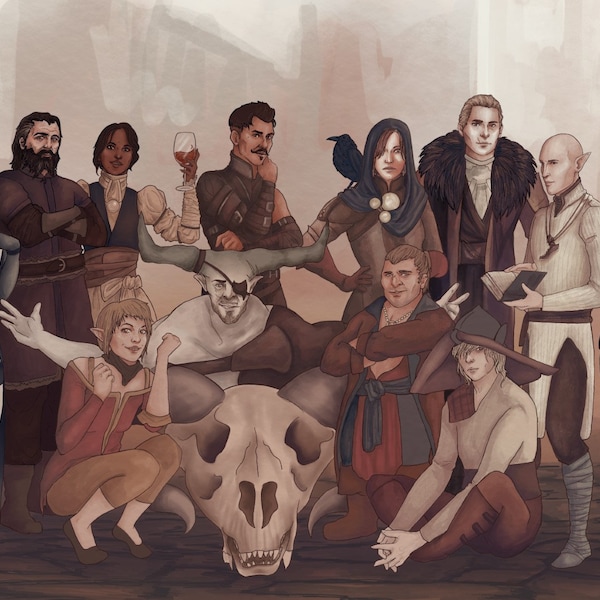 Illustration of The Inquisition- Group "Photo" from Dragon Age Inquisition 5x7in or 12x8in