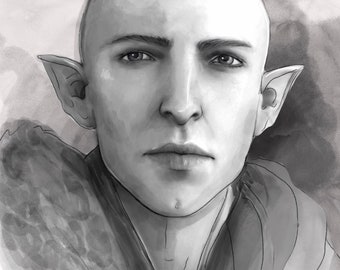 Portrait Inspired by Solas from Dragon Age Inquisition 5x7in or 8x10in