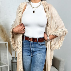 Tulum Boho Kimono Cardigan Fringe long sleeve