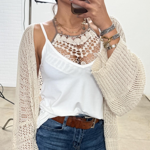 Crochet Lace Bralette: Women's Boho Comfy Stretchy Top