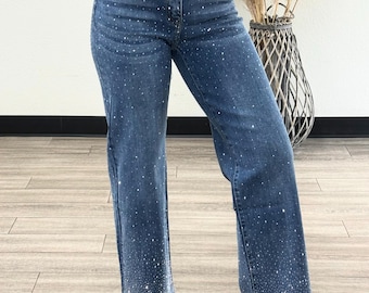 Luz Sparkle High Waisted Rhinestone Jeans