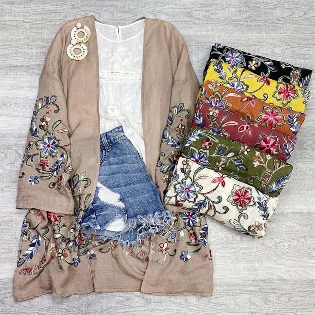 Printed Long Sleeve Loose Kimono