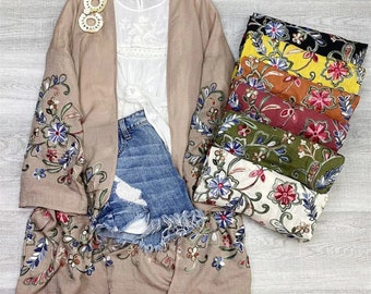 Long sleeve Embroidered kimono
