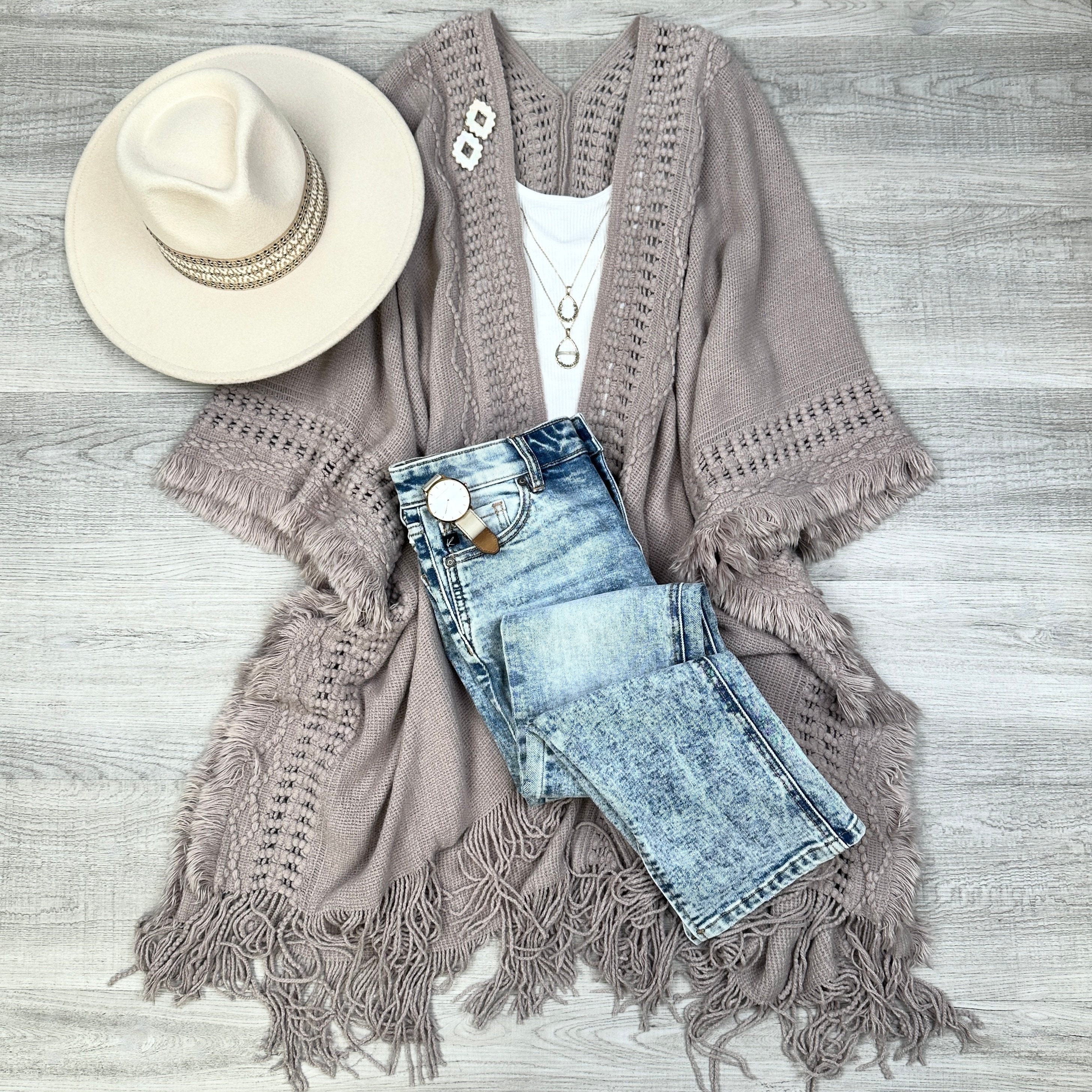 Kayla Cozy Bohemian Ruana Long Sleeve Longer Sleeve Cardigan Kimono ...