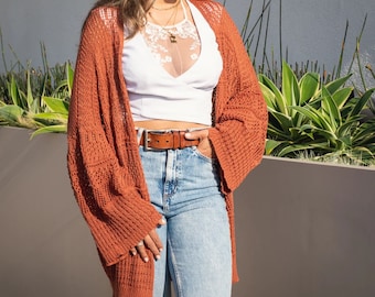 Crochet Netted Cardigan Lightweight comfy oversize cardigan