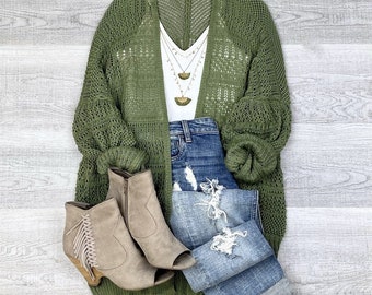 Crochet Netted Cardigan Lightweight comfy oversize cardigan