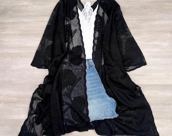 Karina floral lace Embroidered kimono cardigan