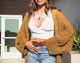Crochet Netted Cardigan Lightweight comfy oversize cardigan