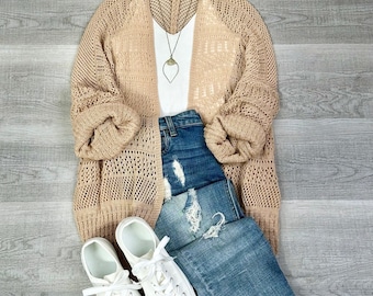 Crochet Netted Cardigan Lightweight comfy oversize cardigan