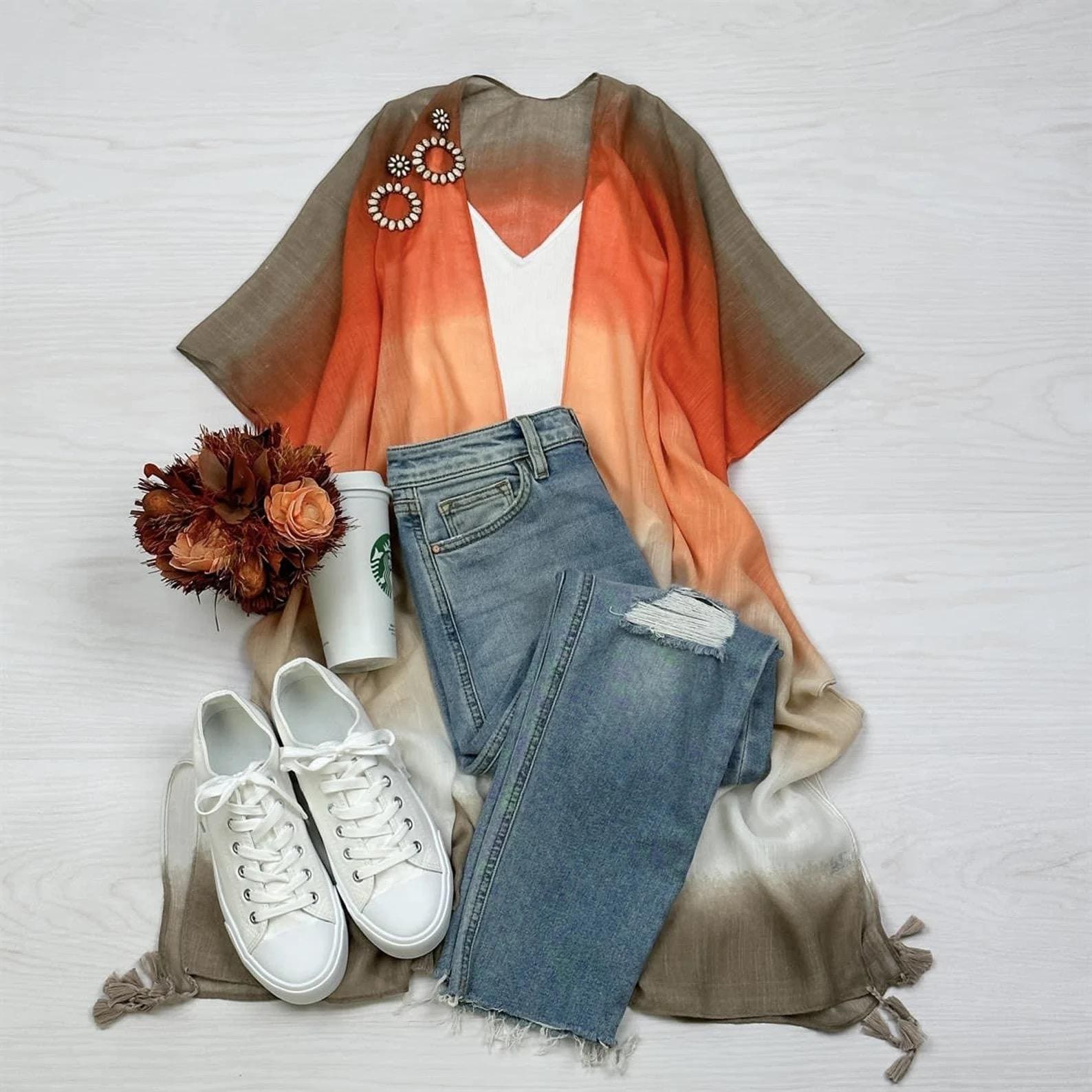 Grace Multi Gradient Kimono comfy stylish easy to wear easy to style, plus size friendly Boho chick western
