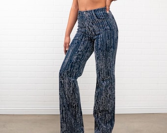 Trinity Rhinestone Straight Jeans – Sparkly High Waisted Denim