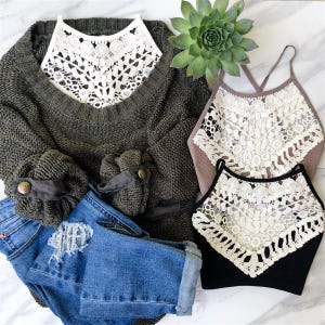 Crochet Lace Bralette Women&#39;s Boho Crochet Lace Bralette Plus size comfy stretchy fyp popular bralette