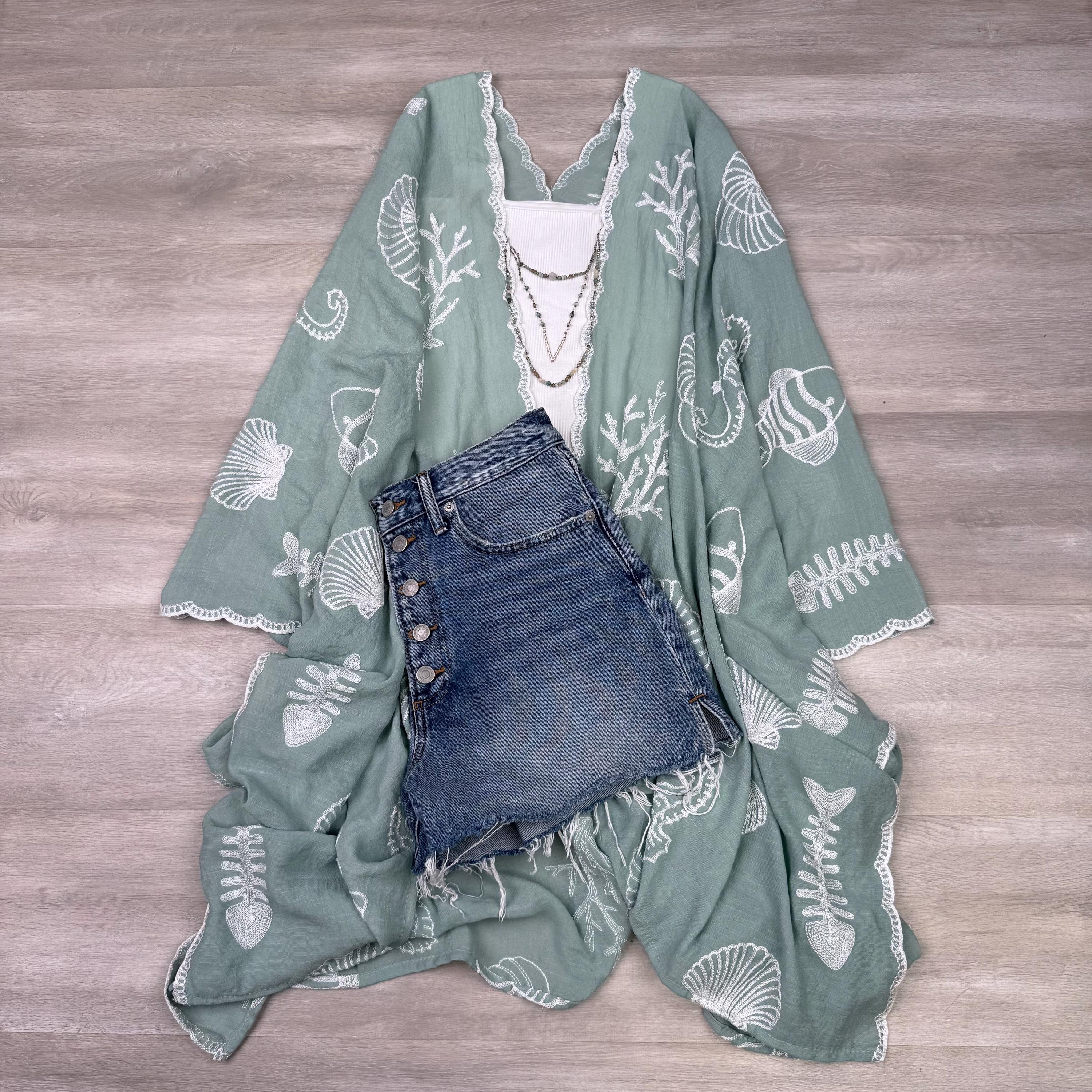 Boho Seashell Kimono Beach Cover Up - Etsy