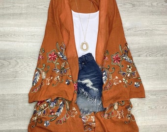 Long sleeve Embroidered kimono