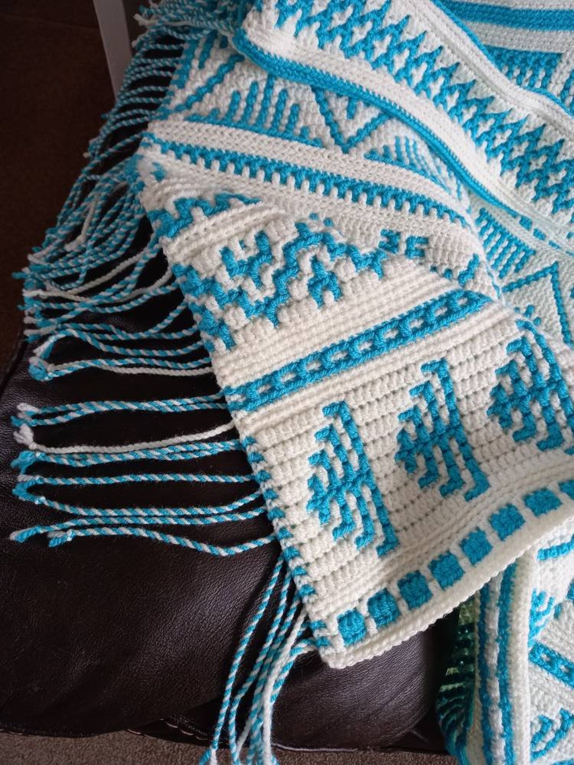 Mosaic Crochet Throw Etsy UK