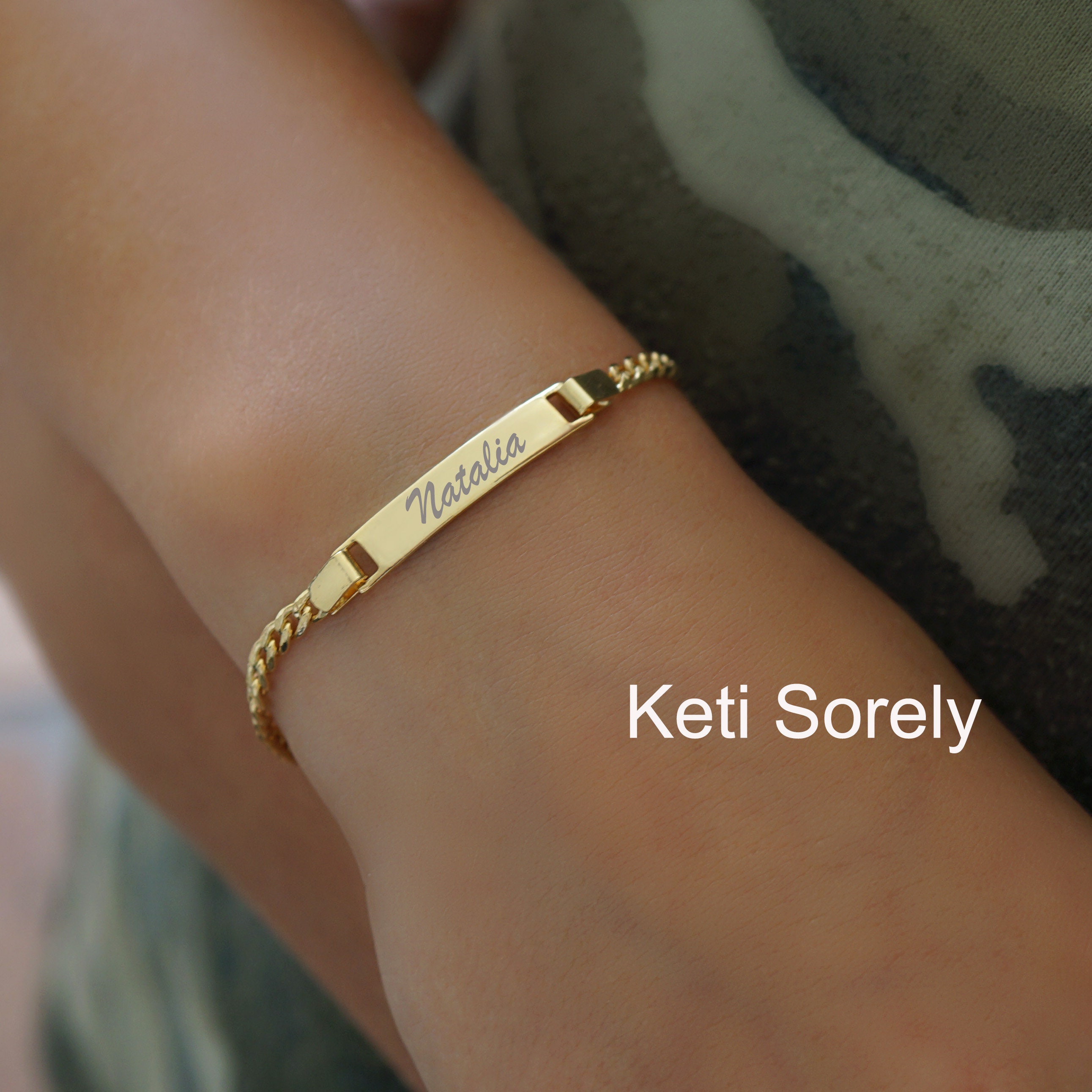 2583px x 2583px - Unisex Engraved ID Bracelet in Yellow Gold ID Bracelet for - Etsy