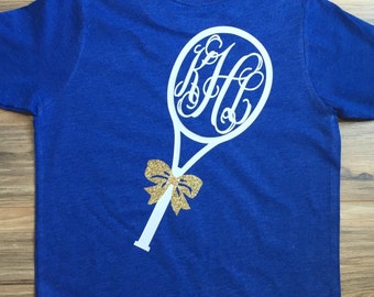 Girls Short Sleeve Monogrammed Tennis Shirt, Personalized Tennis Tee, Tennis Practice Wear ©