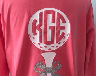 Golf Shirt with Monogram, Monogrammed Golf  T-shirt, T-shirt for golfers, Ladies Golf Tee with Monogram