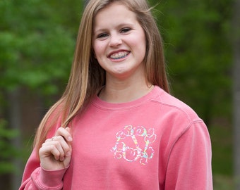Tropical Patterned Monogrammed Comfort Colors Sweatshirt
