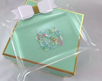 Monogrammed Acrylic Catch All Tray, Desk Accessory, Jewelry Holder, Monogrammed Tray, Monogrammed Acrylic Tray