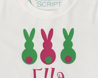 Easter Bunny Tee, Easter Tee, Girls Easter Tee, Bunnies T-Shirt, Spring Tee, Short Sleeve Easter Tee