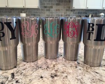 Monogram for Yeti, Monogram Decal, Monogram for Swig, Water Bottle Monogram, Yeti Monogram, Sticky Monogram, Monogram for Notebook