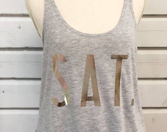 Saturday Tank Top, Rose Gold Foil Tank, Weekend T-Shirt