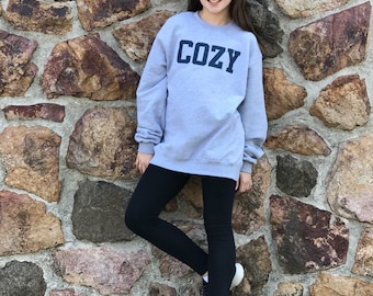 Cozy Sweatshirt, Champion Sweatshirt, Weekend Wear, Gray Bomber Sweatshirt, Graphic Sweatshirt, Sweatshirts for Leggings
