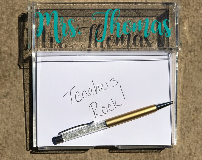 Teacher Gift, Notepad Holder, Personalized Desk Accessory, Gift for Graduation