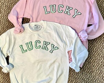LUCKY Chenille Letter Sweatshirt